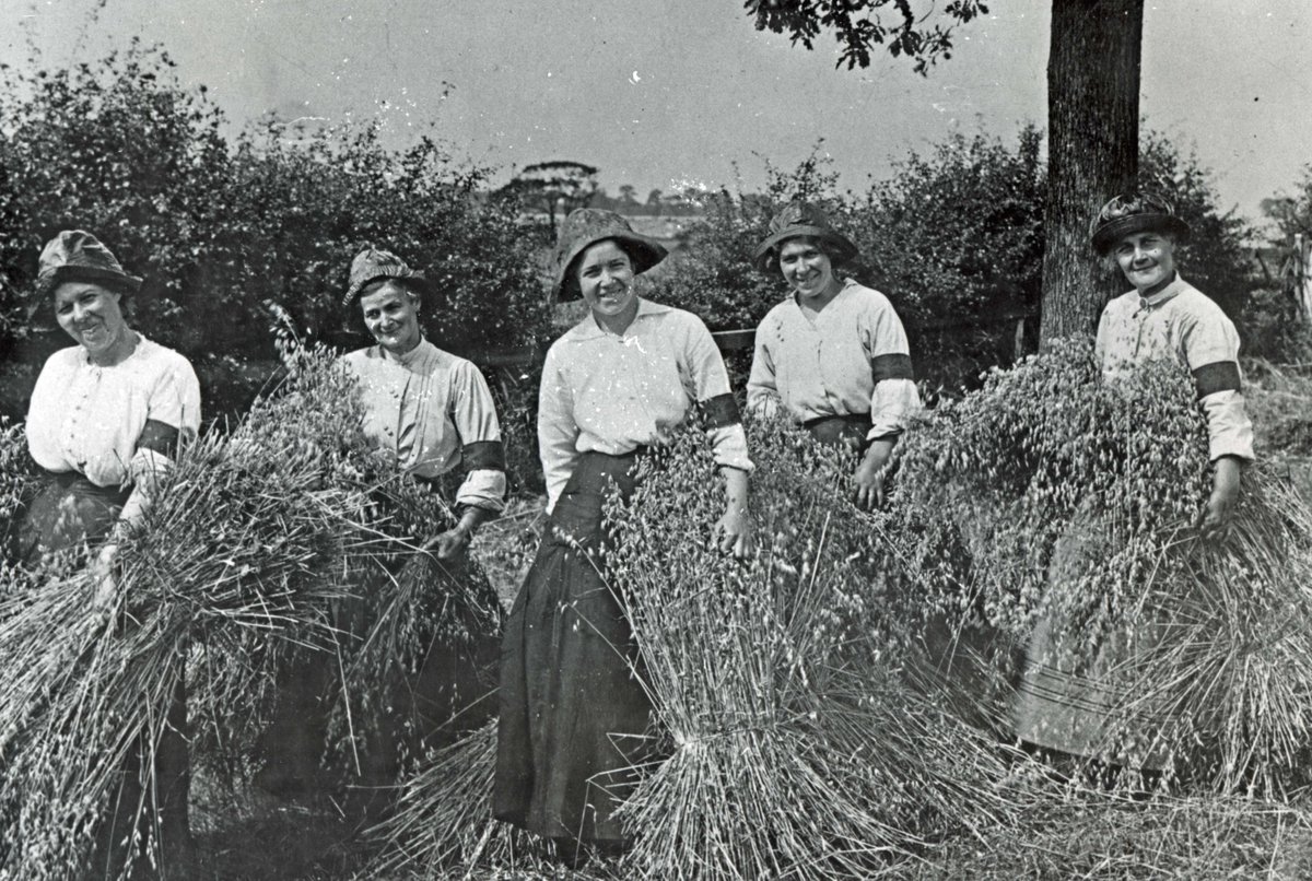 Today's @artukdotorg #onlineartexchange is about women in photography and so we thought we'd share this 1918 photo of 5 members of the Women's Land Army employed on the farms around Warrington and the neighbouring villages during the First World War. #WarringtonHistory