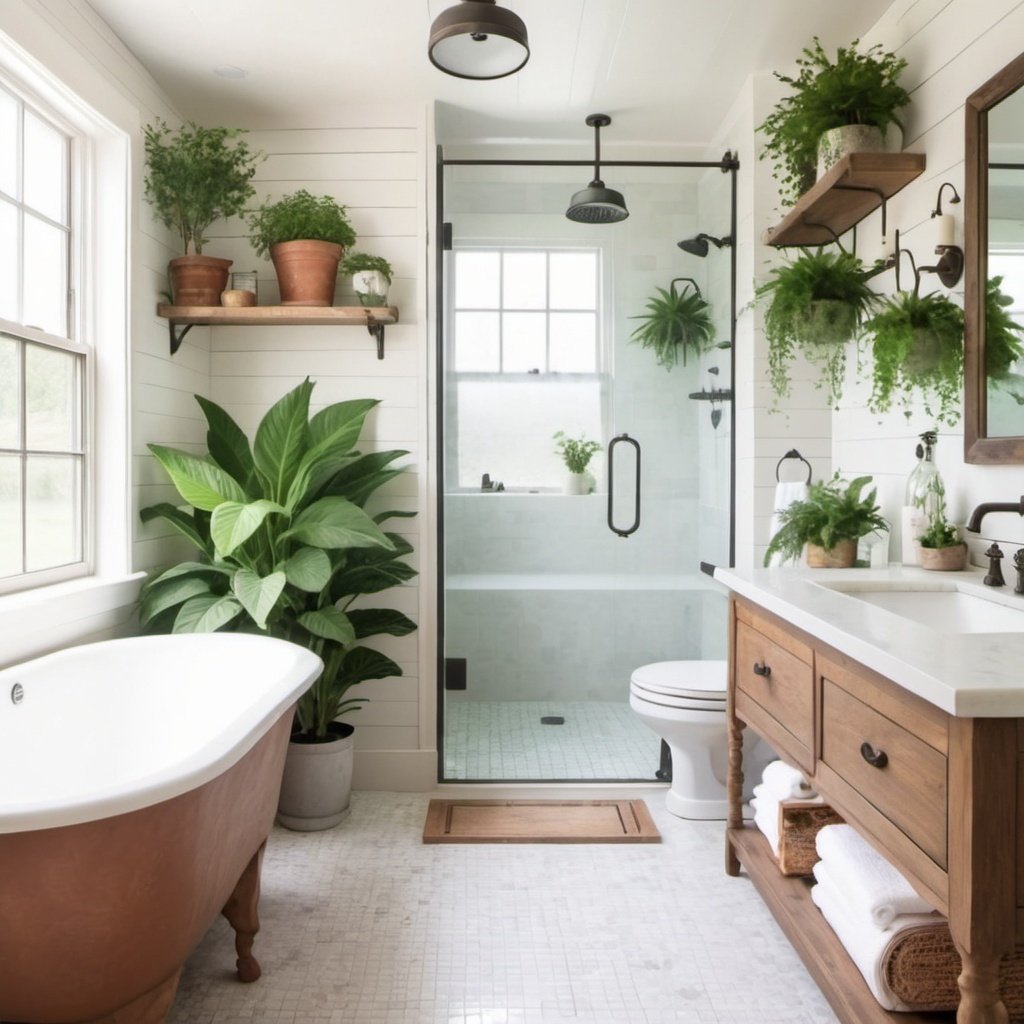 We asked OpenArt AI to create us a farmhouse style bath with pretty green plants. AI for the win? 👍 or 👎?

#farmhousebath #dreambath #freestandingtub #aigenerated #bathroominspo #bathroomideas