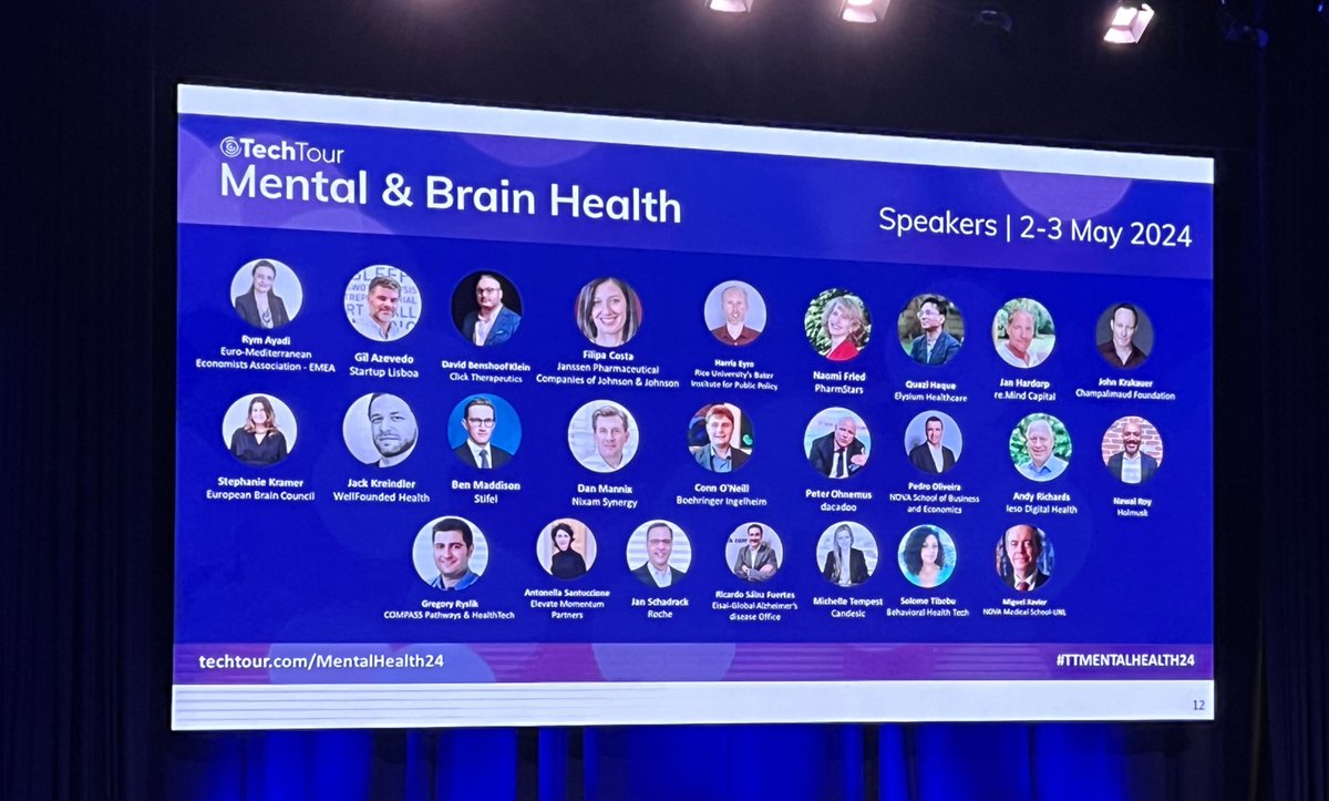 Pleased to be a Supporting Partner of @TechTourHQ #TTMentalHealth24 event at the beautiful @NovaSBE. Full days showcasing innovation & talking investment, partnerships, opportunities/challenges & placing #brainhealth on priority lists of investors, policymakers, etc.