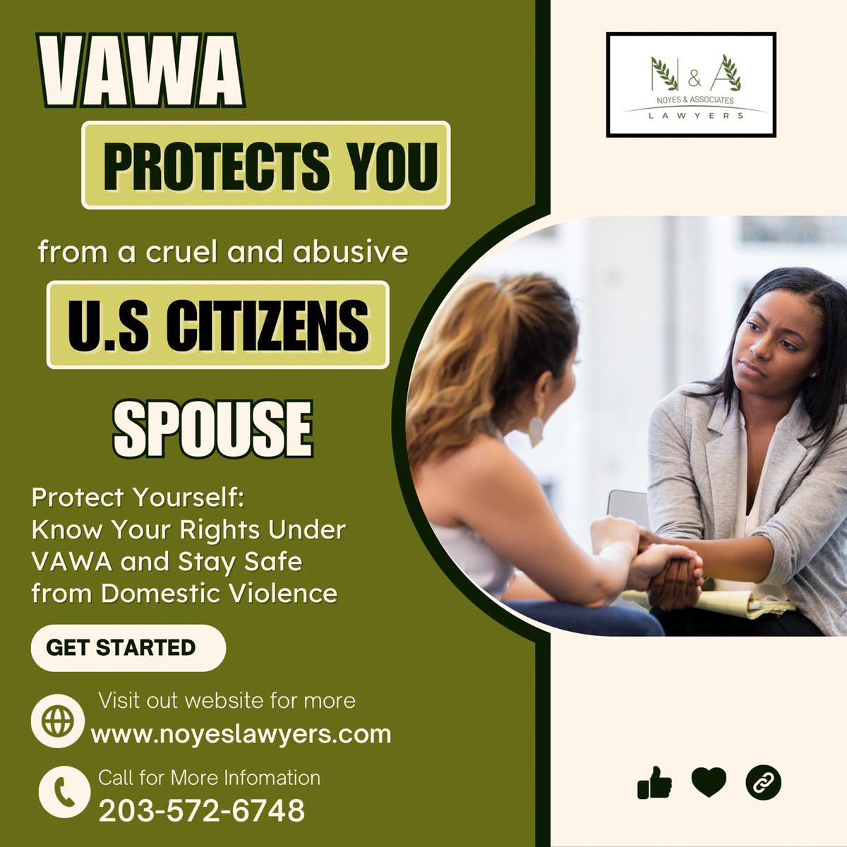 Empower yourself with knowledge! 

🌟 Need guidance on VAWA rights? Noyes & Associates is here to help. Your safety is our priority. 

📷203-572-6748 | 📷Website :   noyeslawyers.com

#VAWA #KnowYourRights #EndDomesticViolence #DomesticViolenceAwarenes