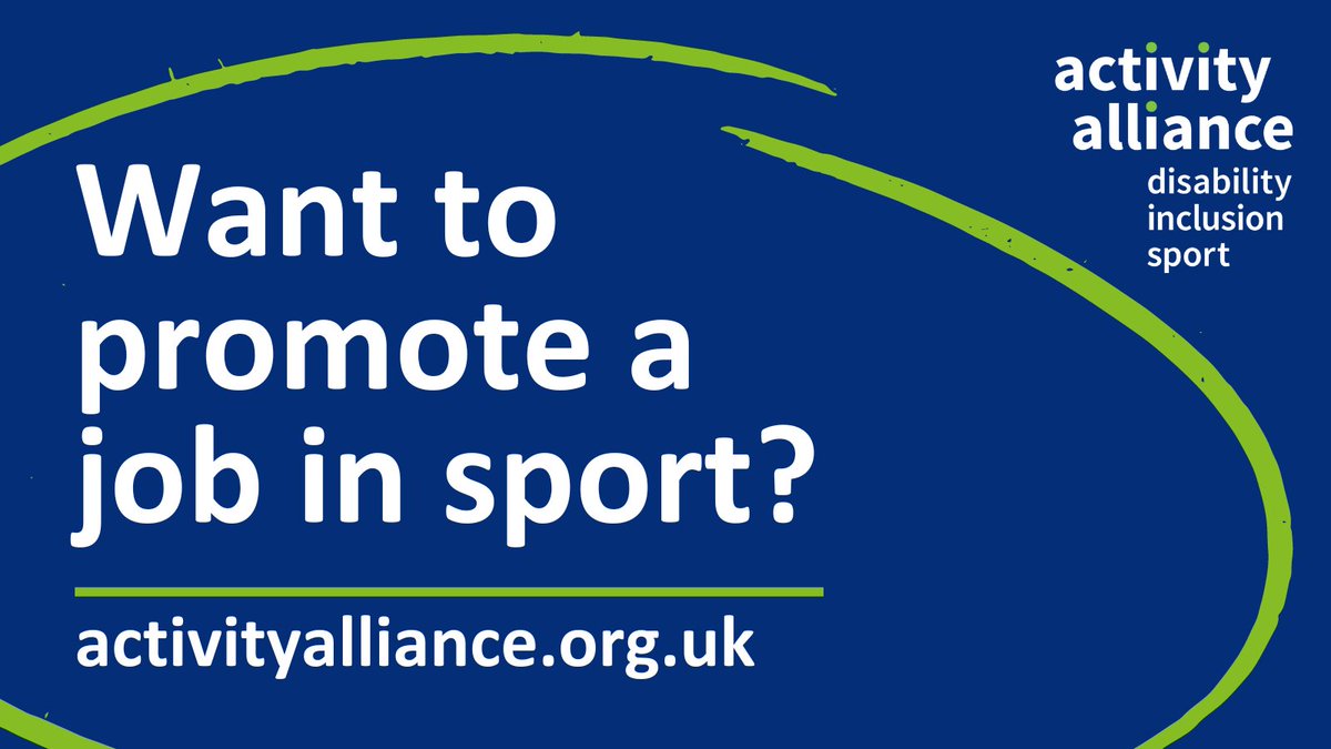 We aim to increase opportunities for disabled people in sport and fitness – including job opportunities. If you have an employment opportunity to promote, we are keen to hear from you. You can contact us through our website: activityalliance.org.uk/get-involved/j…