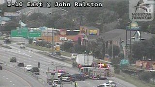 Heavy truck fire on I-10 East westbound near Holland Ave/ John Ralston Rd has all mainlanes blocked. Seek alternate route.