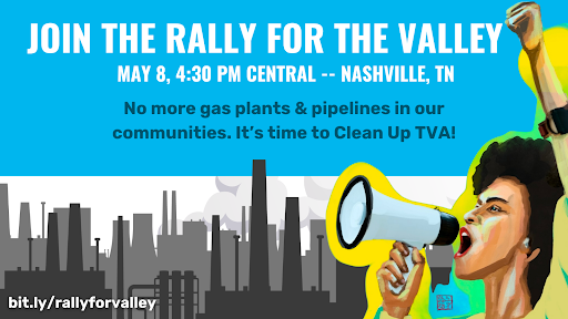 People are coming together in Nashville on May 8 to protest the Tennessee Valley Authority's enormous gas buildout and to some great music!! Read more details about the Rally for the Valley in our press advisory! appvoices.org/2024/05/02/ral…