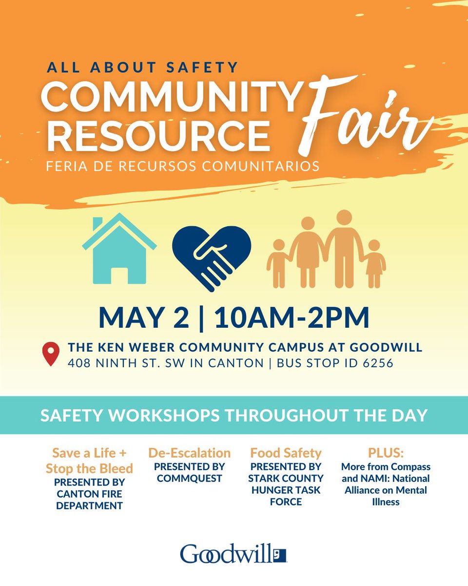 All About Safety Community Resource Fair going on until 2pm today at the Ken Weber Community Campus at Goodwill. Stop by! #cantonhealth #communityevent