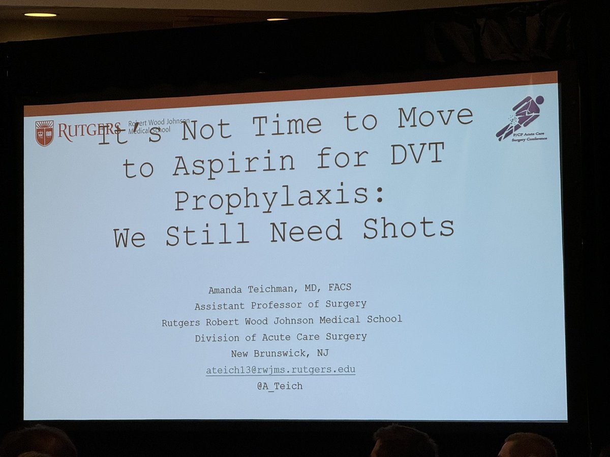 Aspirin vs. LMWH for #BloodClot prevention after #Trauma. @SteinSister v. @A_Teich #PCPACS2024