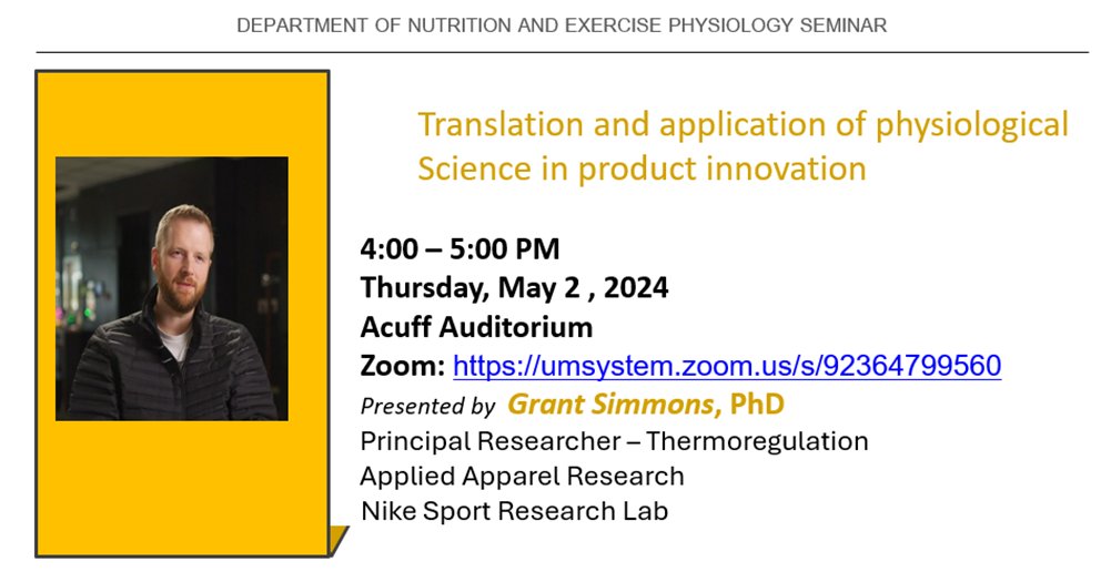 Mizzou Nutr & ExPhys Research (@mizzounepres) on Twitter photo We are excited to welcome Dr. Grant Simmons for the NEP seminar today. Topic: Translation and application of physiological science in product innovation. <a href="/MUCAFNRresearch/">Mizzou CAFNR Research</a> <a href="/cafnr/">Mizzou CAFNR</a> We are excited to welcome Dr. Grant Simmons for the NEP seminar today. Topic: Translation and application of physiological science in product innovation. <a href="/MUCAFNRresearch/">Mizzou CAFNR Research</a> <a href="/cafnr/">Mizzou CAFNR</a>