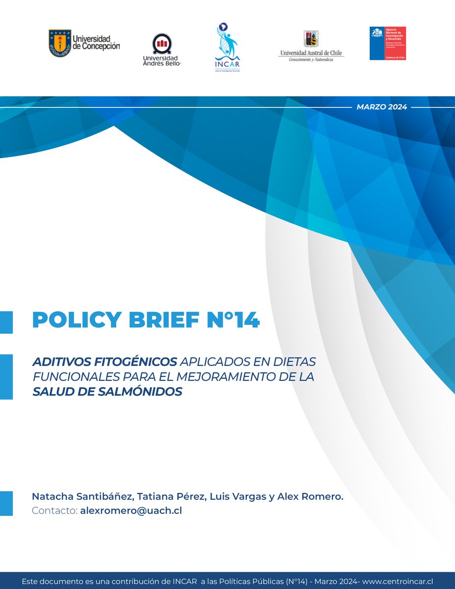 Nuevo Policy Brief de INCAR sobre Aditivos Fitogénicos aplicados en dietas funcionales para el mejoramiento de la salud de salmónidos centroincar.cl/wp-content/upl… @CentrosAnid @min_ciencia @MMAChile @UAustraldeChile @VIDCA_UACh @udeconcepcion @Ciencia_UdeC @uandresbello @Vrid_Unab