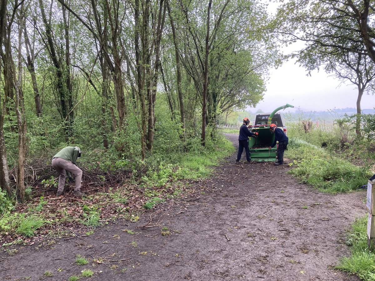 Thanks to Nathan and Pete from @BlackwaterVall for spending today chipping brash from our recent coppicing. And to Paul and Marianne for helping out. The woodchips will be used to mulch the 800+ trees we planted to rejuvenate the hedgerow in Lisa’s Wood.