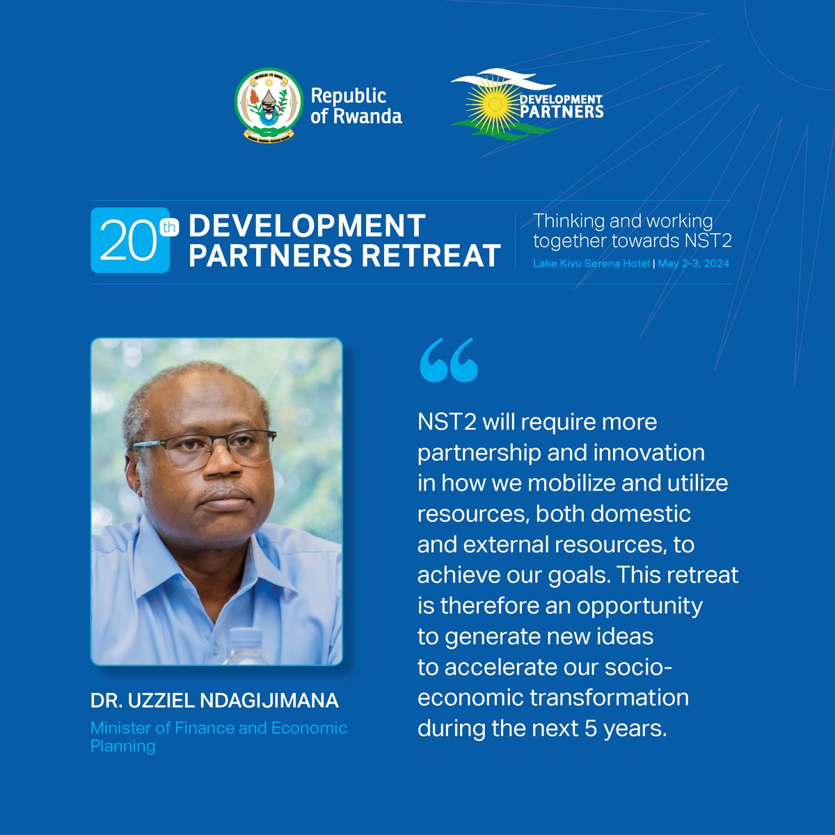 At #DPR2024 Minister @undagijimana called for development partners to join forces in crafting innovative strategies, to accelerate Rwanda's socioeconomic transformation for the next five years