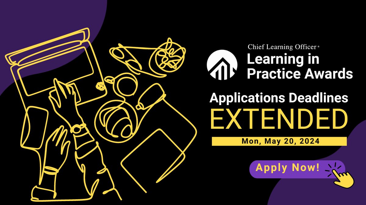Last call for submissions! The deadline for the 2024 Learning in Practice Awards has been extended to May 20th. Whether you're a seasoned professional or a rising star in L&D, this is your chance to shine.

Submit your entry now! hubs.ly/Q02vCj-Y0      
#LIPAwards #LIP2024