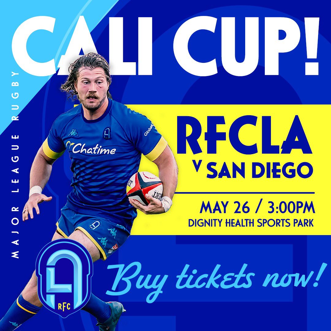 Excited for our next home match? Buy your tickets now for the Cali Cup! RFCLA v @SDLegion 🎟️ rugbyfcla.com/tickets 🏟️ @dignityhealthsp 🗓️ May 26, 2024 ⏰ 3:00 PM PST #RFCLA #MLR2024