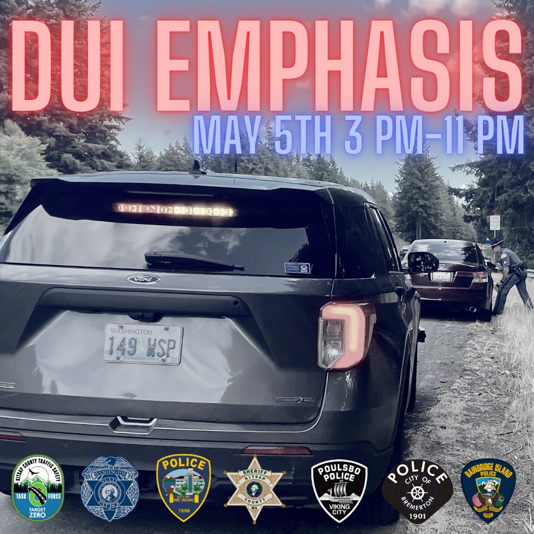 This Sunday May 5th will be a DUI Emphasis. Last year on this date our District arrested 12 DUI's with the majority of them before 9 PM. Let's drive responsibly! #drivesafe #drivesober