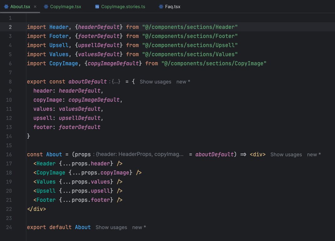 There's nothing more satisfying than clean, readable code 😄 The spread operator makes things so easy when all your props are aligned.