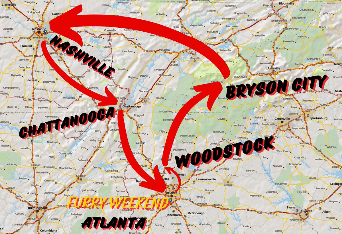 HERE WE GO!! Starting this saturday, we´re going from Atlanta to: Woodstock/GA May 4th Bryson City/NC May 5th Nashville/TN May 6th Chattanooga May 7th FWA May 8th-13th If you´re along the route or at FWA, feel free to hit me up! ❤️
