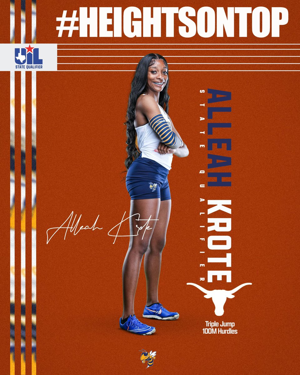 2X State Qualifier @alleahkrotee is ready for the 5A UIL State Championship Meet 👸 #HeightsOnTop x #30west x #RollHeights @HeightsFWISD @FWISDAthletics @AD_DrLisa @uiltexas