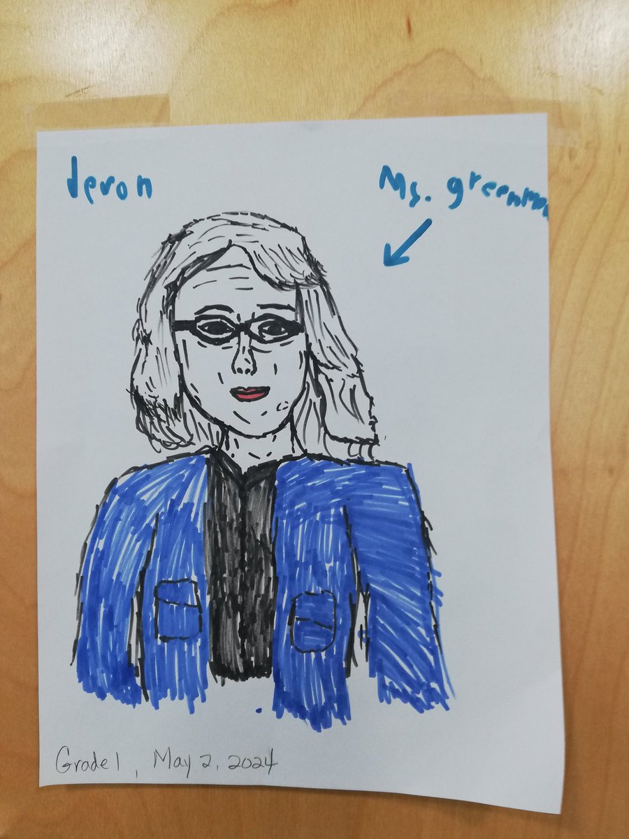 This amazing portrait of me was drawn by a grade one student. Thank you J. #ocsbarts #ocsbsteam #monmoments @StMonicaOCSB