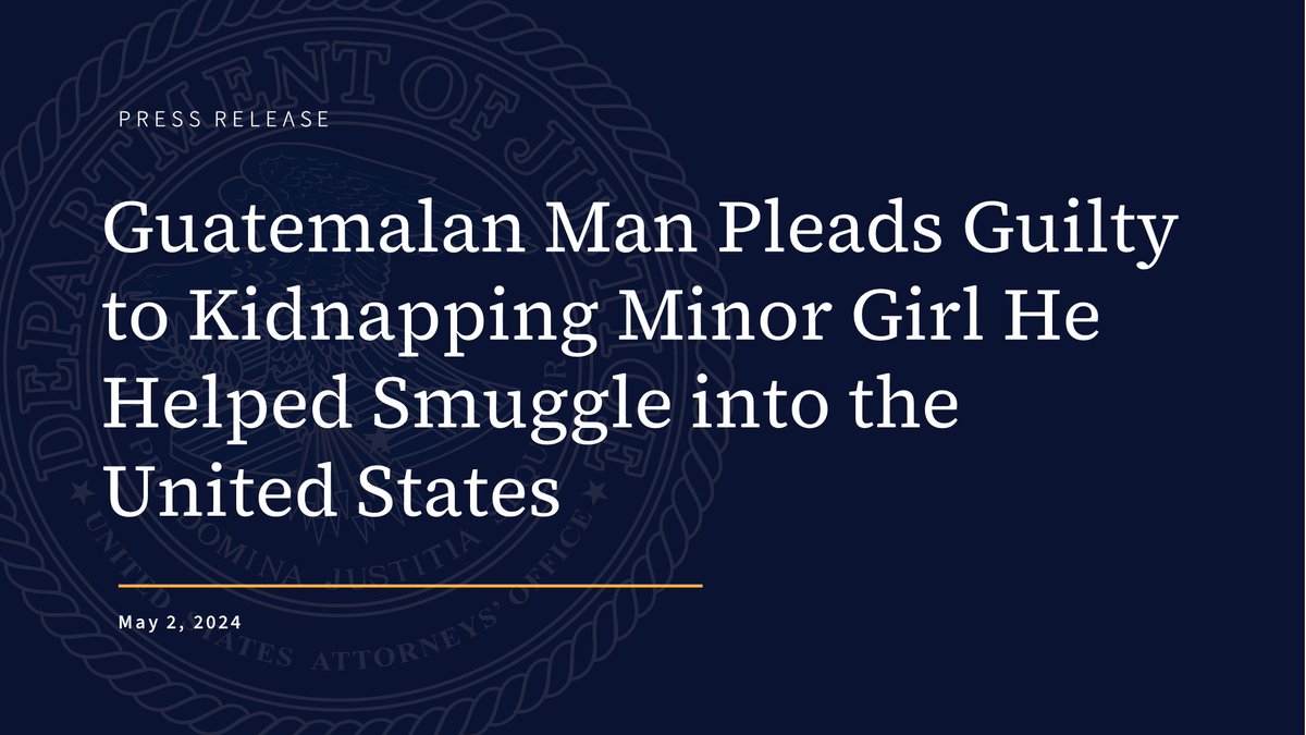 Bernardino de Jesus Ramirez-Ramirez, a/k/a Carlos Mendoza, 35, of Guatemala, pleaded guilty to kidnapping and illegal transportation of an alien following two days of trial in federal court. This case was investigated by @HSI_Charlotte. Read the release: justice.gov/usao-sc/pr/gua…