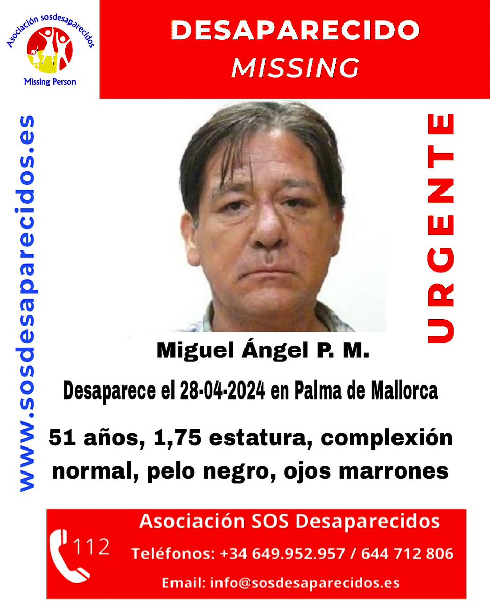 🆘 DESAPARECIDO #desaparecido #sosdesaparecidos #Missing #España #PalmadeMallorca Síguenos @sosdesaparecido