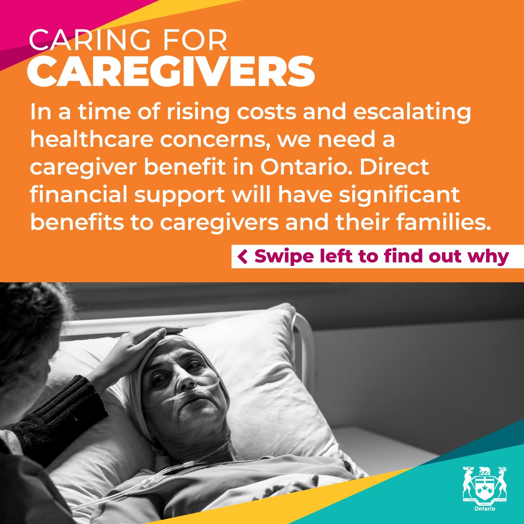 Caregivers spend on average 10-20 hours per week on care. That’s a part time job and should be compensated like one. That's why next Thursday, I will be proud to bring forward my motion in the Legislative Assembly to create an Ontario Caregiver Support Benefit (OCSB). 🧵#onpoli