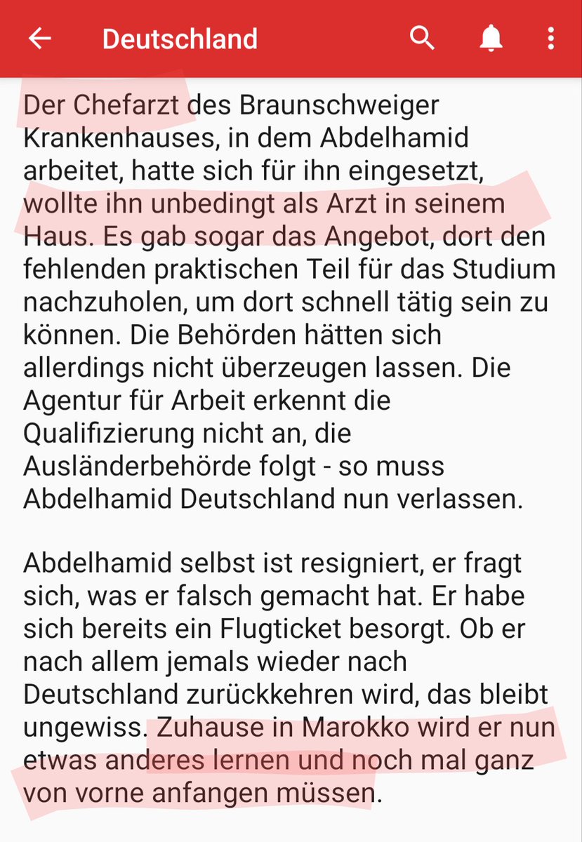 @focusonline Das ist nicht zu verstehen.
Unerklärlich bleibt aber auch, warum die Qualifikation zum Arbeiten am Patienten für Deutschland hervorragend, aber für #Marokko so unzureichend ist, dass Abdelhamid dort ganz neu anfangen muss.