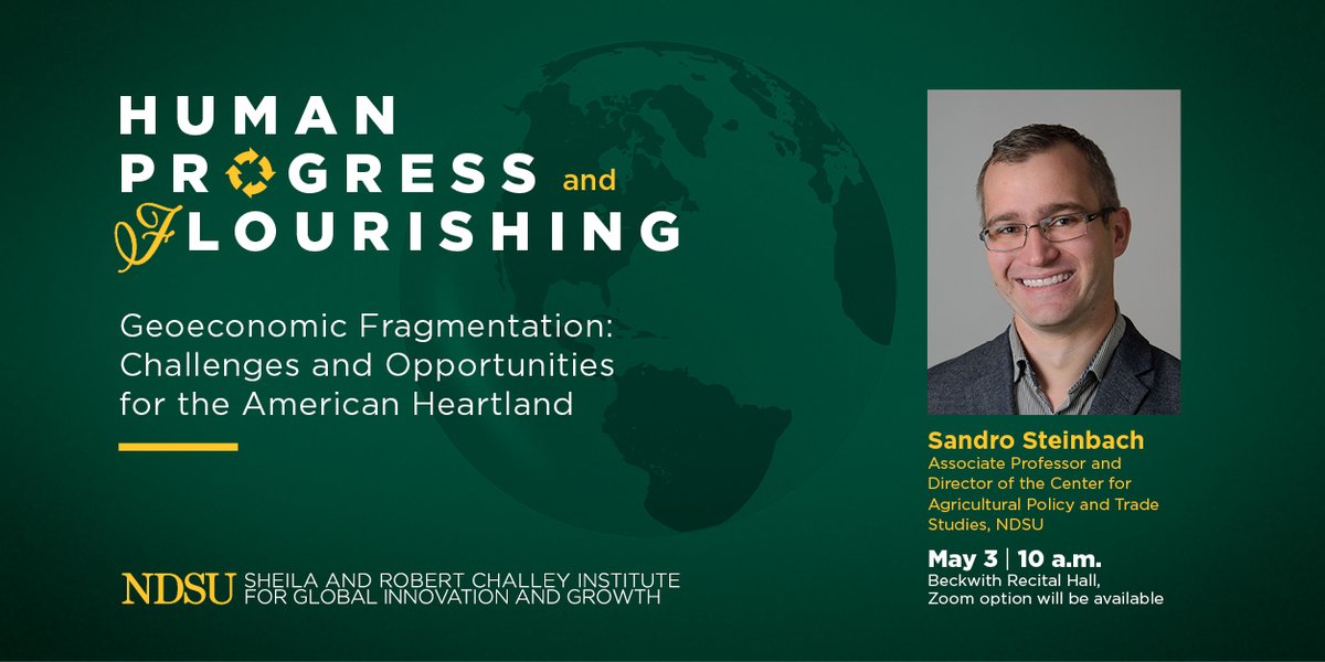 We look forward to having you join us for the last Human Progress and Flourishing Workshop of the spring semester. @SteinbachAgEcon joins us to talk about Geoeconomic Fragmentation.

📅 Friday, May 3
⏲ 10:00 a.m. -11:00 a.m.
📍 Beckwith Recital Hall