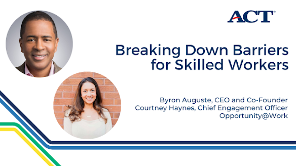 ACT's tweet image. “I have the skills to do the job, but employers won’t even consider me – all because of a piece of paper.” Half of U.S. workers do not have bachelor’s degrees but possess valuable skills through alternative routes like #comm_coll or workforce training. leadershipblog.act.org/2024/01/stars.…