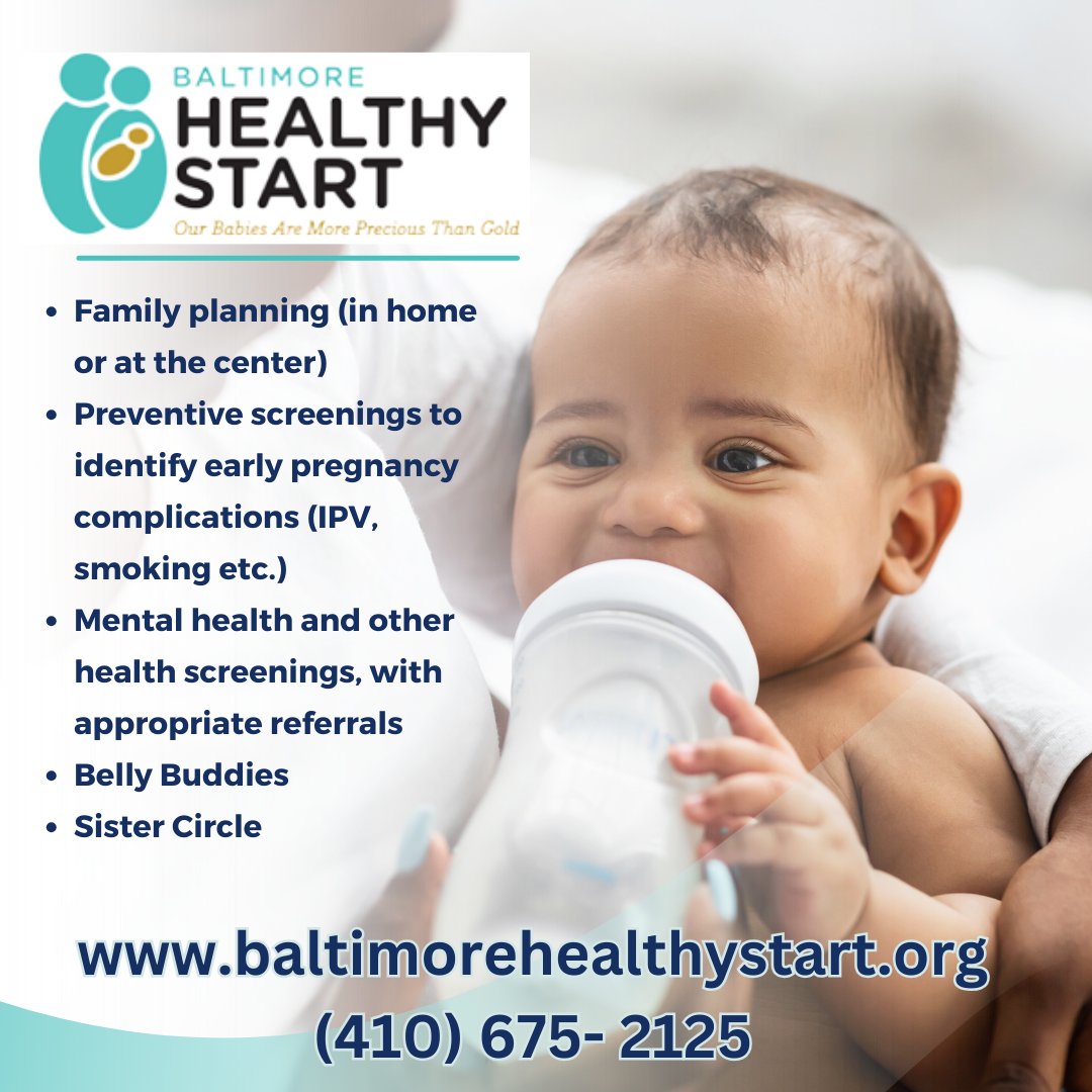 Baltimore Healthy Start is a great organization that supports mothers in all areas of need. Check out baltimorehealthytstart.org for more information on services they offer.  

#HealthyParents #HealthyBabies #BMore4HealthyBabies #BaltimoreParents #Healthystart #baltimorecity