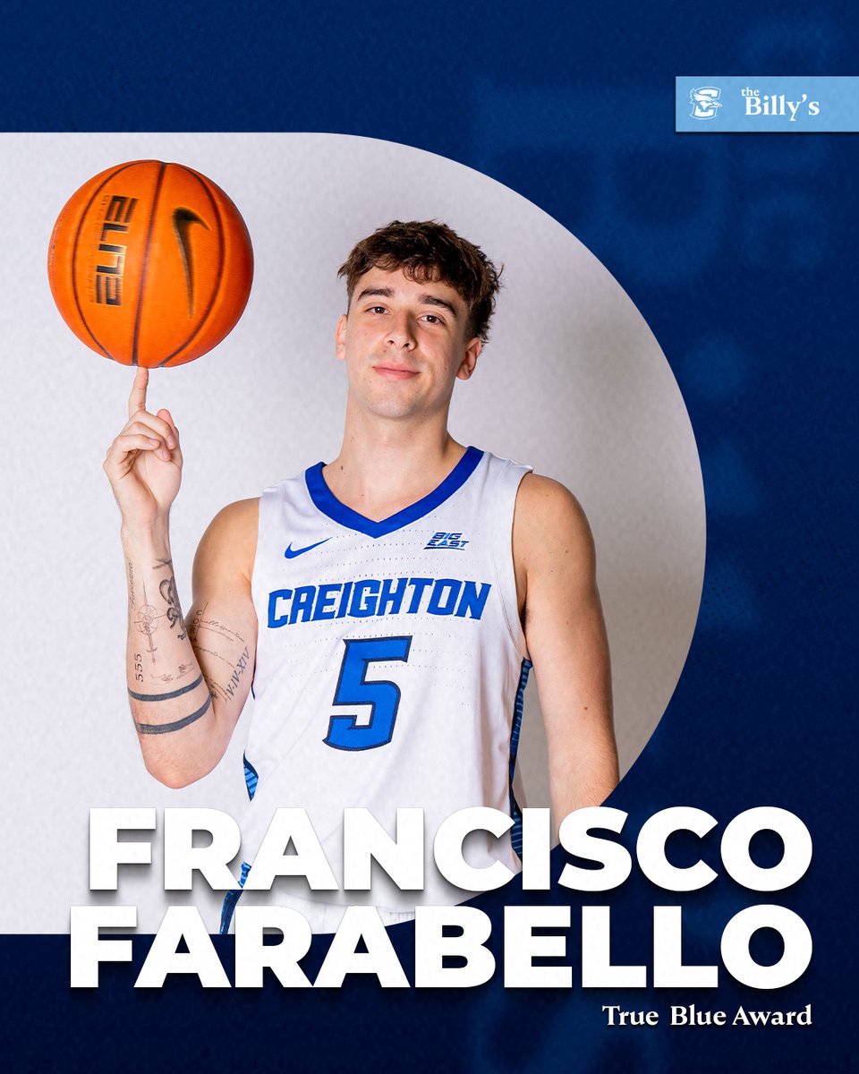 Congratulations to Francisco Farabello (@FFarabello) on winning the Men's Basketball True Blue Award last night! #TheBillys