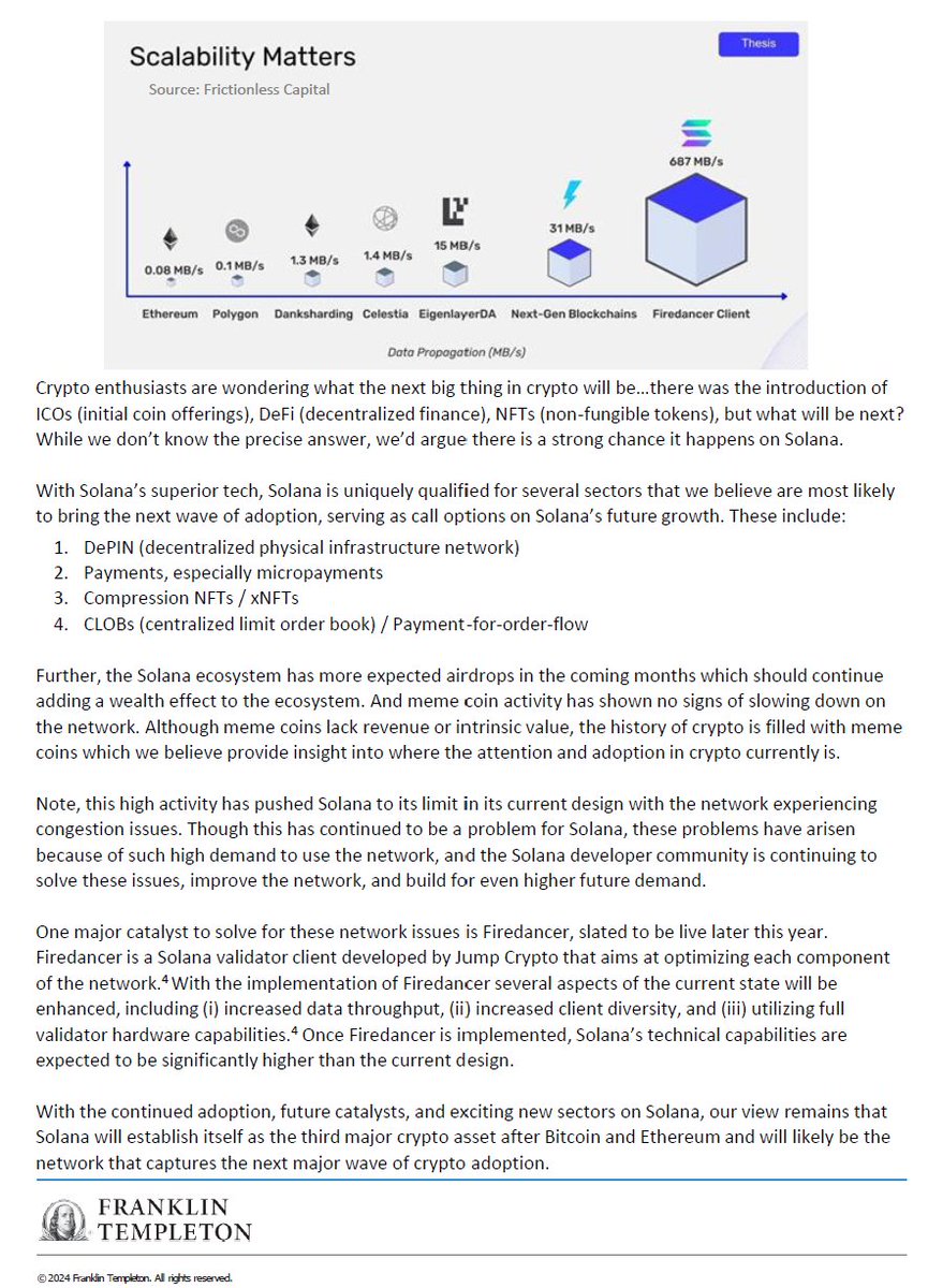 BREAKING: $1.46 TRILLION AUM INVESTMENT FIRM @FTI_US DIGITAL ASSETS ARM @FTI_DA SAYS THAT ONCE @jump_firedancer IS IMPLEMENTED, @solana'S TECHNICAL CAPABILITIES ARE EXPECTED TO BE SIGNIFICANTLY HIGHER THAN THE CURRENT DESIGN - ACKNOWLEDGES THAT SCALABILITY MATTERS