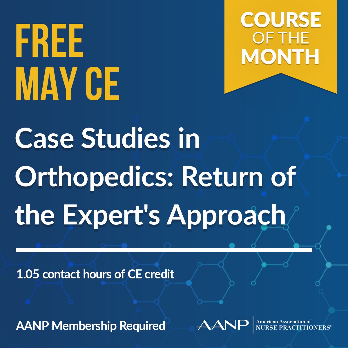 May's Course of the Month is now available! AANP members can access this activity at no cost and earn 1.05 CH of CE credit. Learn more: bit.ly/aanp-may-24. #NPsLead