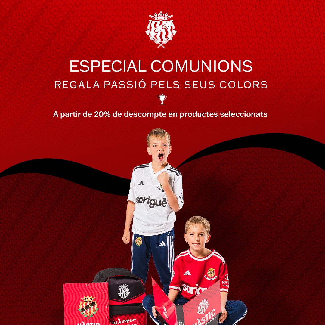 🎁 Regala Nàstic‼️ ✨ Aprofita el descompte especial per comunions en molts dels productes oficials grana. 📍 Botiga Nou Estadi Costa Daurada 📲 gimnasticdetarragona.shop #SentimenTarragoní