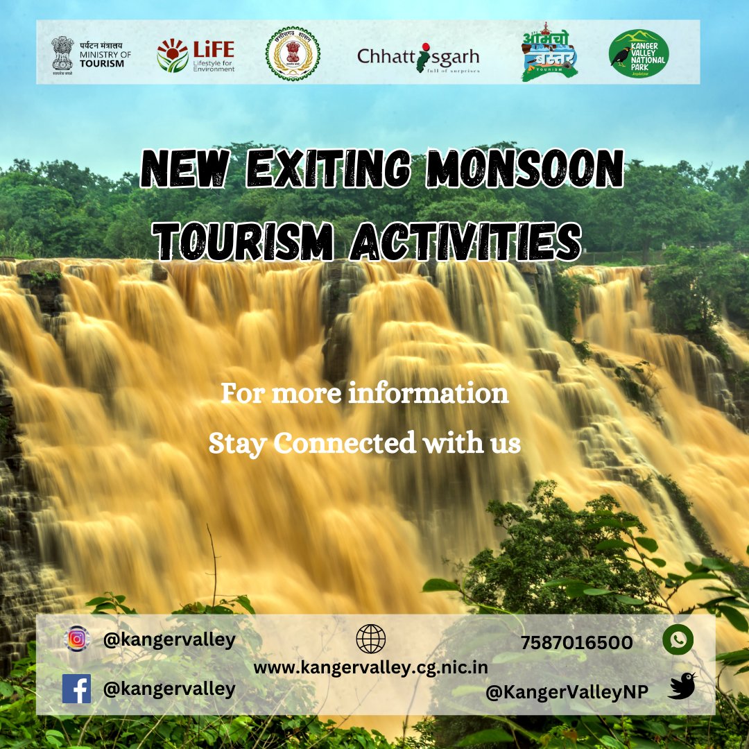 Experience the magic of monsoon with us! 🌧️ Stay tuned for exciting updates on our monsoon tourism offerings.'
 Image courtesy @anzaarnabi
@KangerValleyNP #bastaradventure #cgtourism #newexperiences #amchobastartourism #bastardistrict  #ministryoftourism