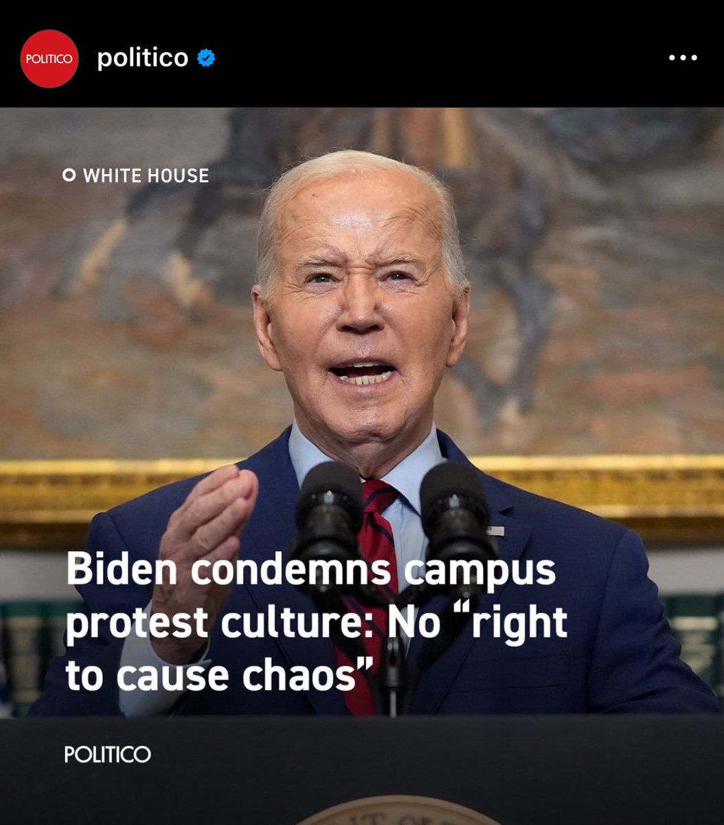 Biden says “No right to cause chaos.” The people say “No right to fund genocide!” Biden is a war criminal and has no moral authority to speak about “chaos!” He is chaos!
