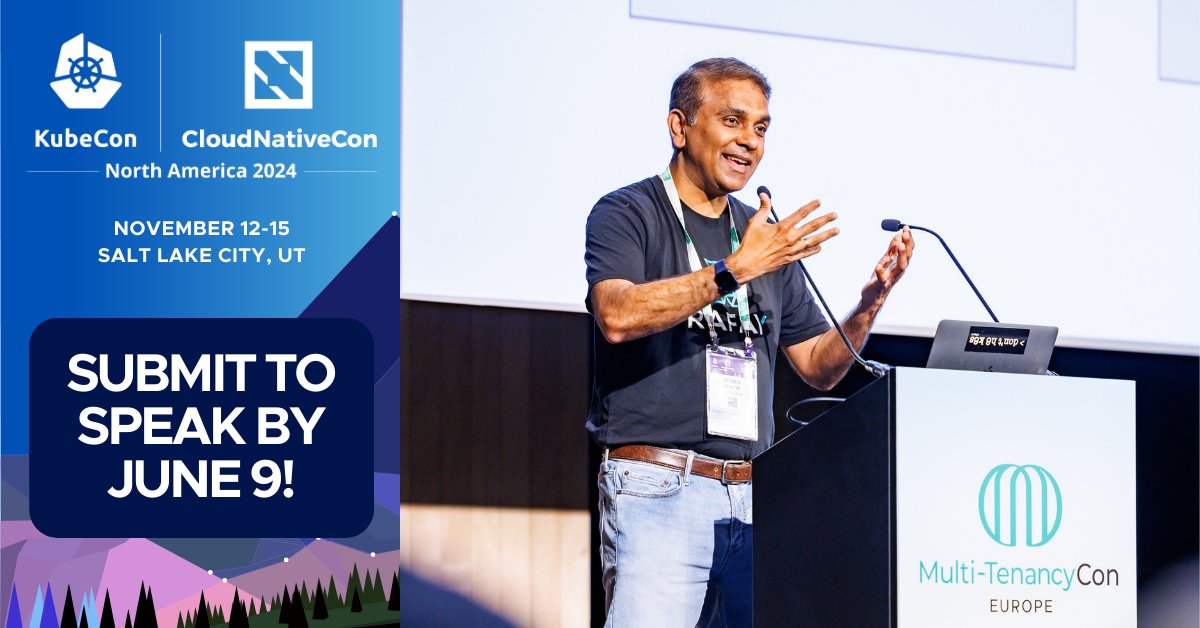 📖 Bring your #CloudNative expertise to #KubeCon + #CloudNativeCon North America in Salt Lake City, Utah from November 12-15! We're seeking talks from experts + novices to inspire + educate the #OpenSource community. 💫 Submit to speak by June 9: hubs.la/Q02vTXws0.