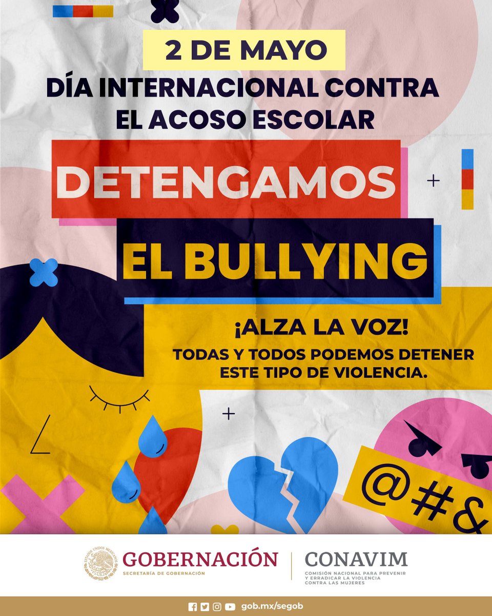 #UnDiaComoHoy | Se conmemora el #DiaInternacionalContraelAcosoEscolar, esta iniciativa surgió en el 2013, con el objetivo de concienciar a la población sobre el riesgo del #bullying que se ha convertido en un peligro para la población infantil y juvenil.