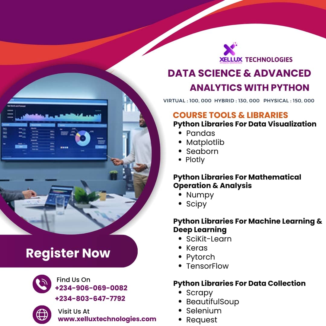 In this cutting-edge program, we explore the intricate world of Data Science using Python, emphasizing key libraries such as Numpy,Pandas,Seaborn, Matplotlib,Scikit-learn, BeautifulSoup and more

Dive into Python. Master the fundamentals that underpin the Data Science ecosystem.