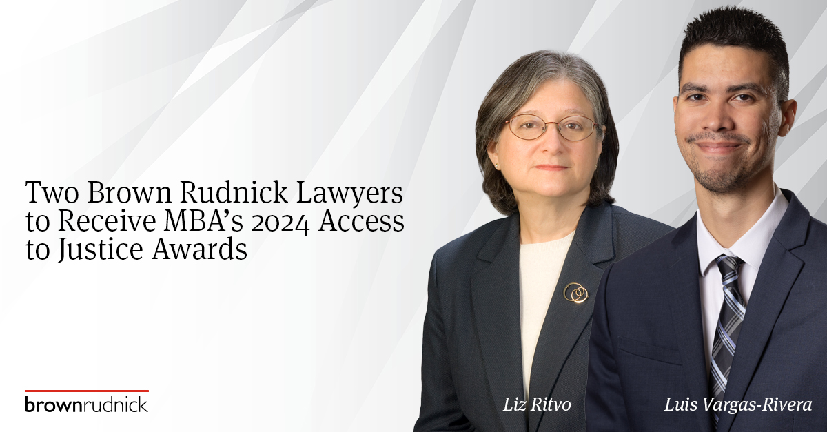 Elizabeth Ritvo and @LVargasRivera have been selected to receive @MassBar’s 2024 Access to Justice Awards, which recognize attorneys who use their exemplary legal skills to serve the community. Read the full announcement here: tinyurl.com/3yhd2n4a