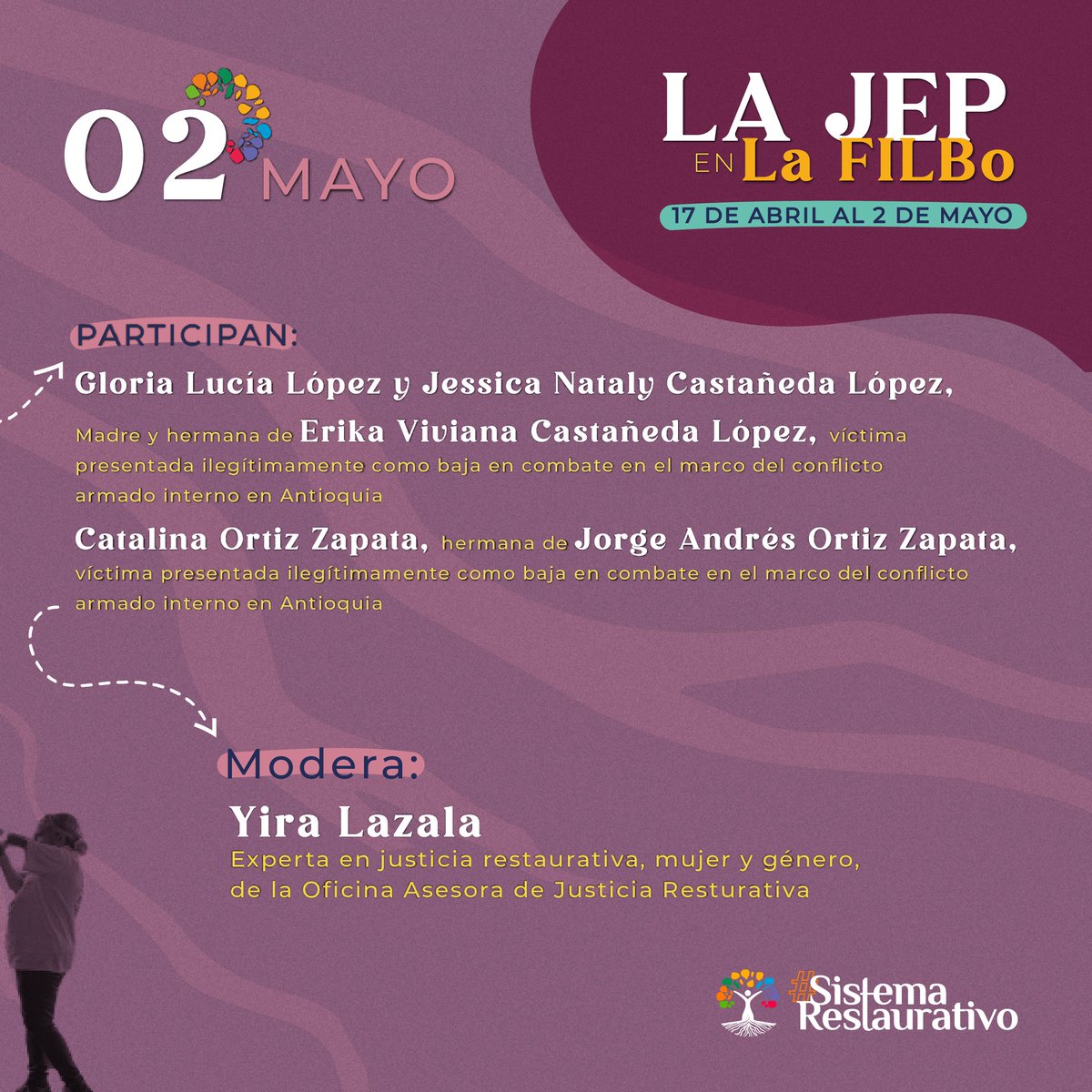 ¡HOYYYY!

En el último día de la #FILBO2024 , asiste a los dos conversatorios de #JEPenlaFILBo 📚:

1️⃣Las niñas y los niños nos pensamos la Paz y la Justicia
2️⃣Justicia transicional restaurativa en la JEP desde la perspectiva de mujeres familiares de víctimas de #FalsosPositivos