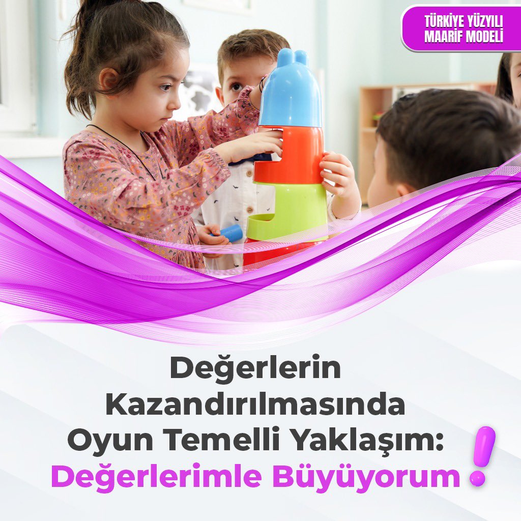 Değerlerin kazandırılmasında çocuk merkezli, oyun temelli yaklaşım benimsendi. Değerler, alan becerileriyle ilişkilendirilerek ele alındığı gibi sadece değer odaklı etkinlikler de tasarlandı. #KöklerdenGeleceğe @tcmeb @Yusuf__Tekin @Murat4Kucukali