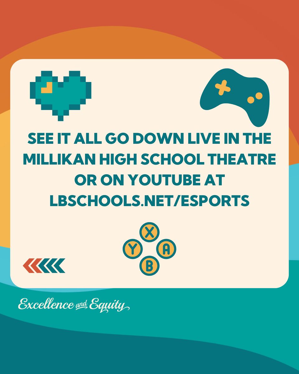 LBUSD Esports HS Championships starts at 6:00 PM on Tuesday, 5/7, at the Millikan High School Theater. Can't make it? Watch it online at lbschools.net/esports. @polyjackrabbits @MillikanSega #amongheroes #esports #ExcellenceandEquity #Vision2035 #VisionInAction #ProudtobeLBUSD