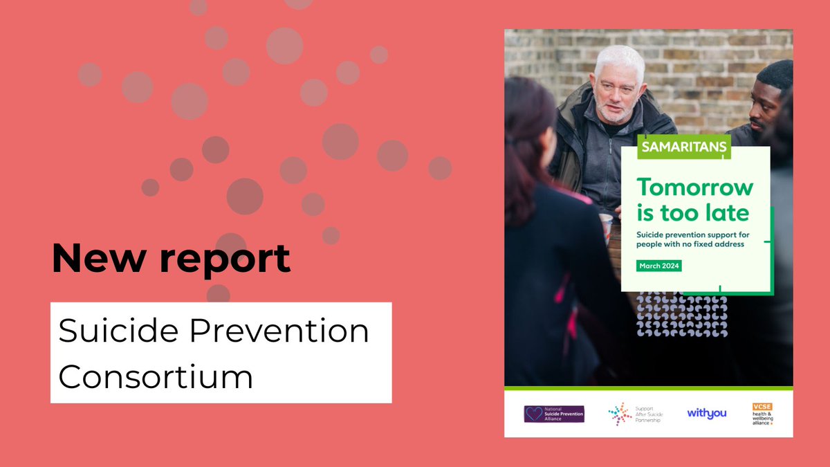 We’ve been exploring suicide prevention support for people with no fixed address, as part of the Suicide Prevention Consortium with @Samaritans, @WeAreWithYou and @NSPA_UK. hub.supportaftersuicide.org.uk/resource/tomor…