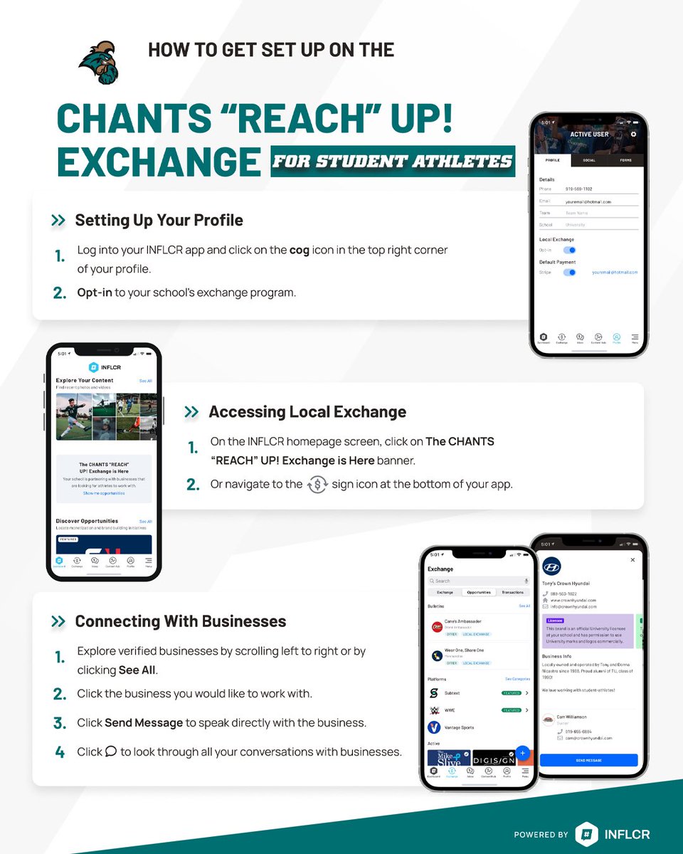 Help the Chants “Reach” the next level!📈 Here is some more information on how to use the Chants “Reach” Up NIL exchange for both business and student athletes Powered by @INFLCR Visit: goccusports.com/sports/2023/4/… for more!