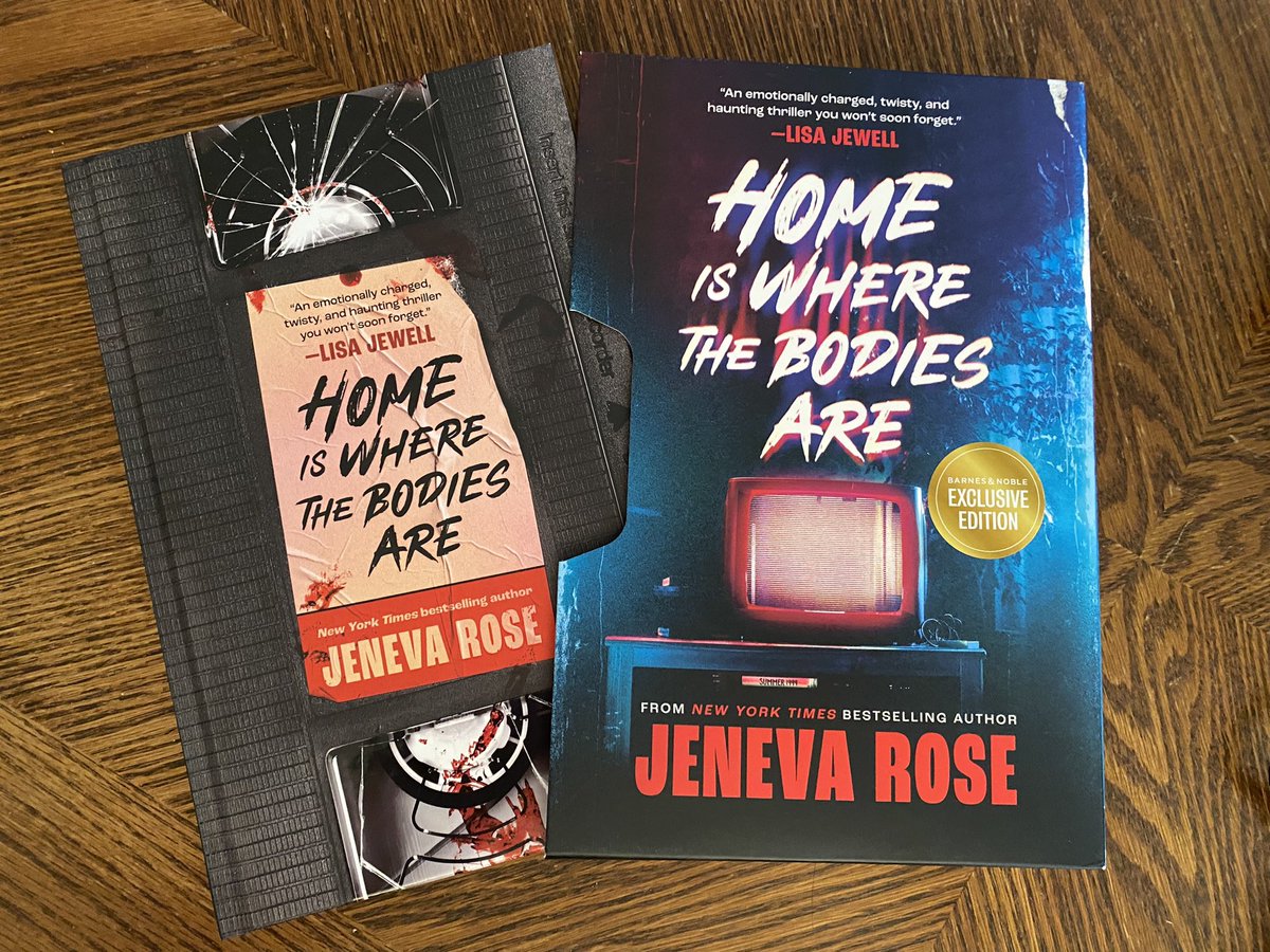 The new horror novel HOME IS WHERE THE BODIES ARE by @jenevarosebooks has perhaps the most creative design of the year, looking like an ‘80s VHS big-box holding a videocassette.