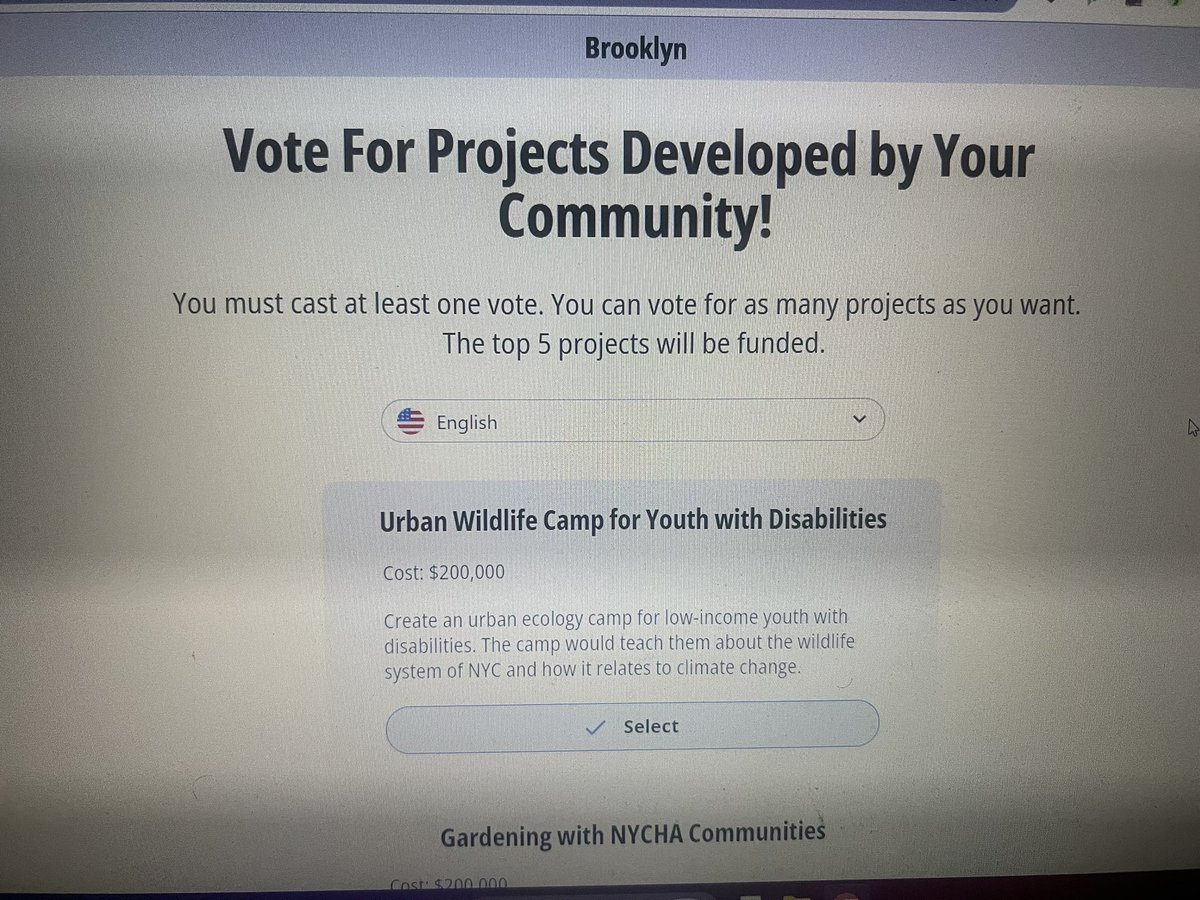 stukescompany's tweet image. NYC Residents can now vote to get a project funded! I believe the budget is $2.5 million. I voted for 5 projects. VOTE ASAP! Voting Ends June 12th!  vote.participate.nyc.gov #ThePeoplesMoney