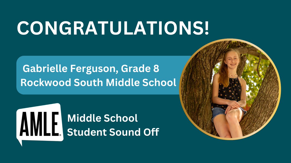 🥁 Drumroll please! AMLE is excited to announce our Student Sound Off finalists. 🥳 Congratulations to Gabrielle Ferguson for her winning podcast that explored the purpose of #middleschool. Follow along this week as we celebrate all the finalists 👉 okt.to/SU1Xh6