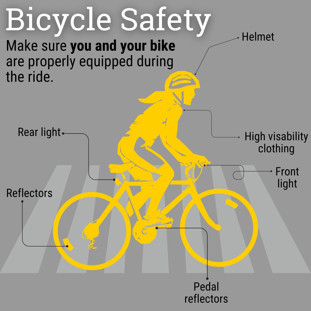 Drivers 🚗 — remember to share the road and give bicyclists enough space. Bicyclists 🚲 — make sure you're prepared for your next ride with the right gear. You can find more safety tips here: NHTSA.gov/BicycleSafety