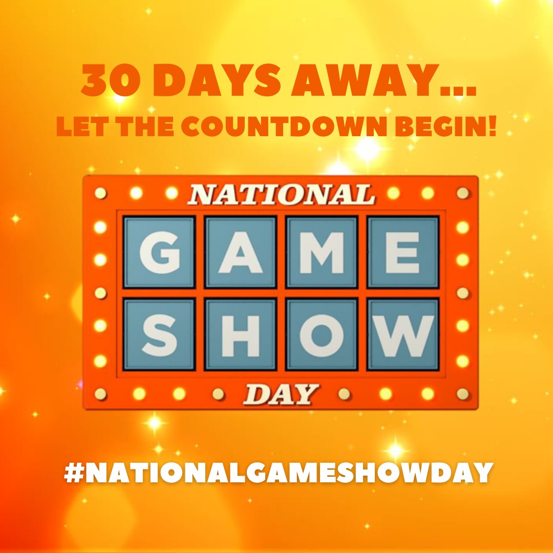 🌟 The countdown begins NOW! 🌟We’re officially 30 DAYS AWAY from #NationalGameShowDay.