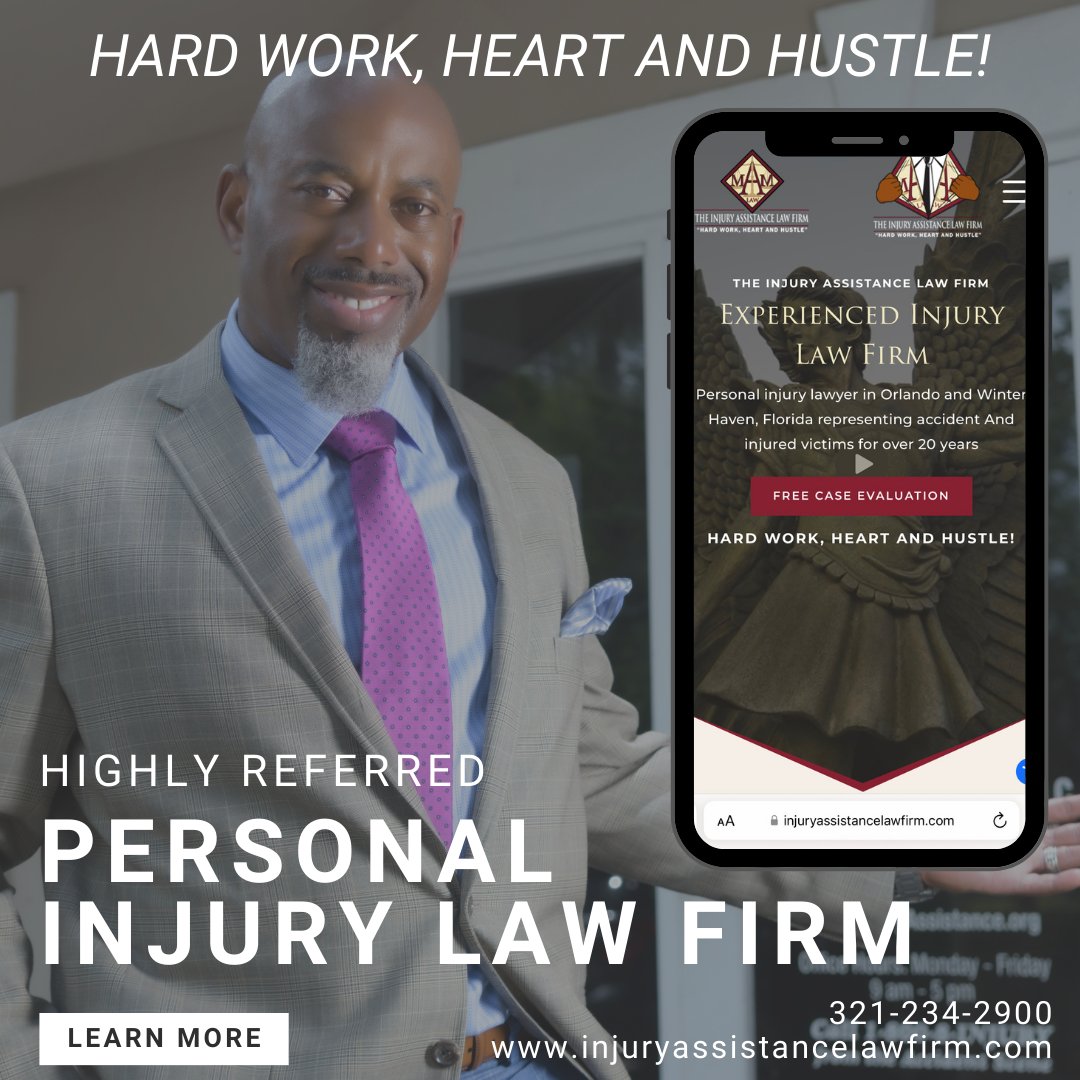 If you suffered from an injury that was caused by someone else’s negligence, you need an Orlando personal injury lawyer that can help you get the compensation you are entitled to.

#injuryassistancelawfirm #hardworkheartandhustle #personalinjury #autoaccident #compensation