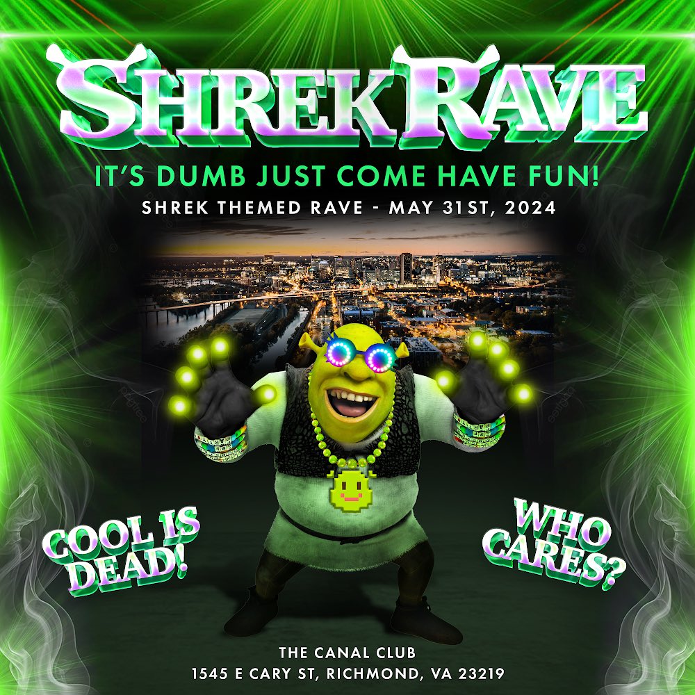 JUST ANNOUNCED: Shrek Rave in Richmond at @TheCanalClub on May 31st! Tickets on sale now at legacyconcerts.co