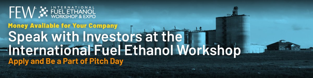 Seeking startups and angel investors! #FEW24's Pitch Day on June 12th includes two 90-minute pitch sessions focused on ethanol industry startups. Apply by May 10th at shorturl.at/eltH1.

#ethanol #renewablefuels